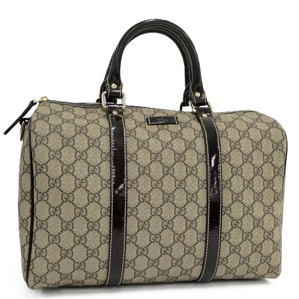 Gucci GG Supreme Joy Boston Bag monogram canvas brown patent leather